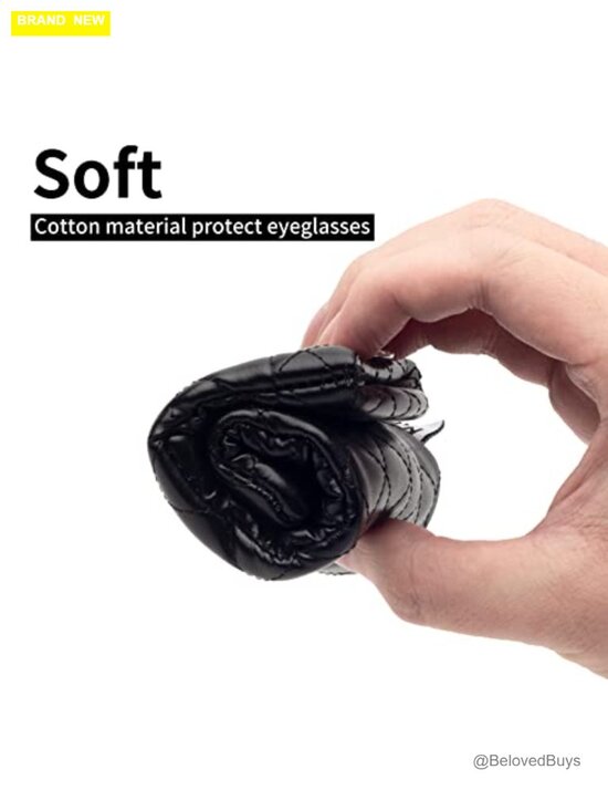 Large Double Eyeglasses Case Squeeze Top Soft Pouch with Microfiber Cloth
